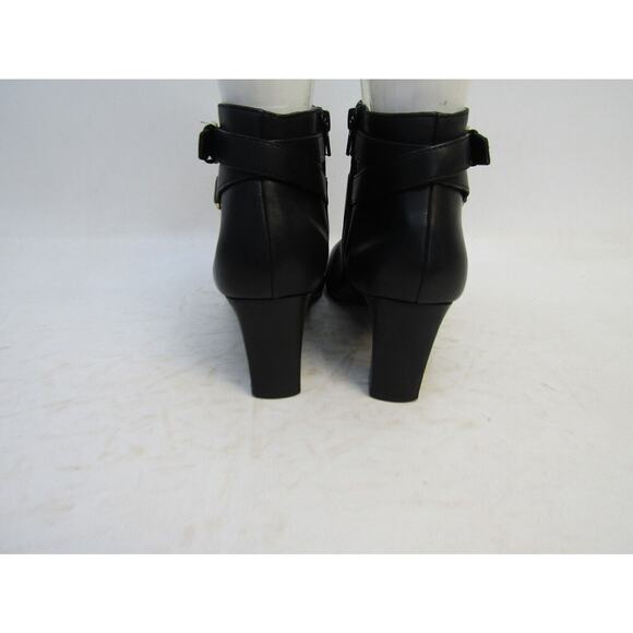 RALPH LAUREN Womens Size 10 B Black Leather Zip Buckle Ankle Fashion Boots - Picture 7 of 11